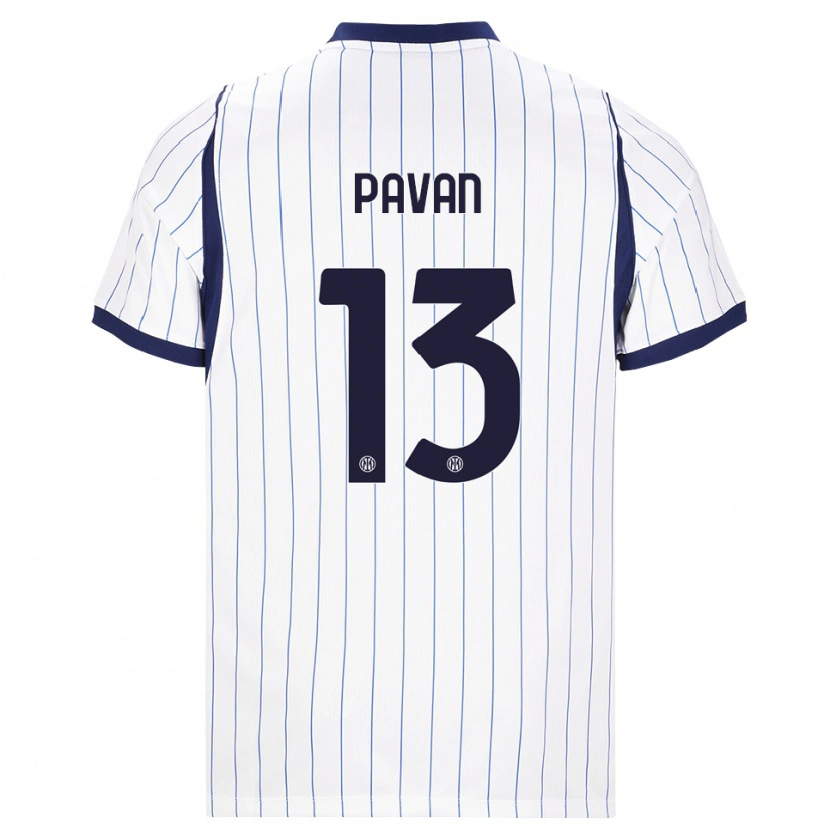 Danxen Børn Federico Pavan #13 Hvid Marineblå Udebane Spillertrøjer 2026/27 Trøje T-Shirt