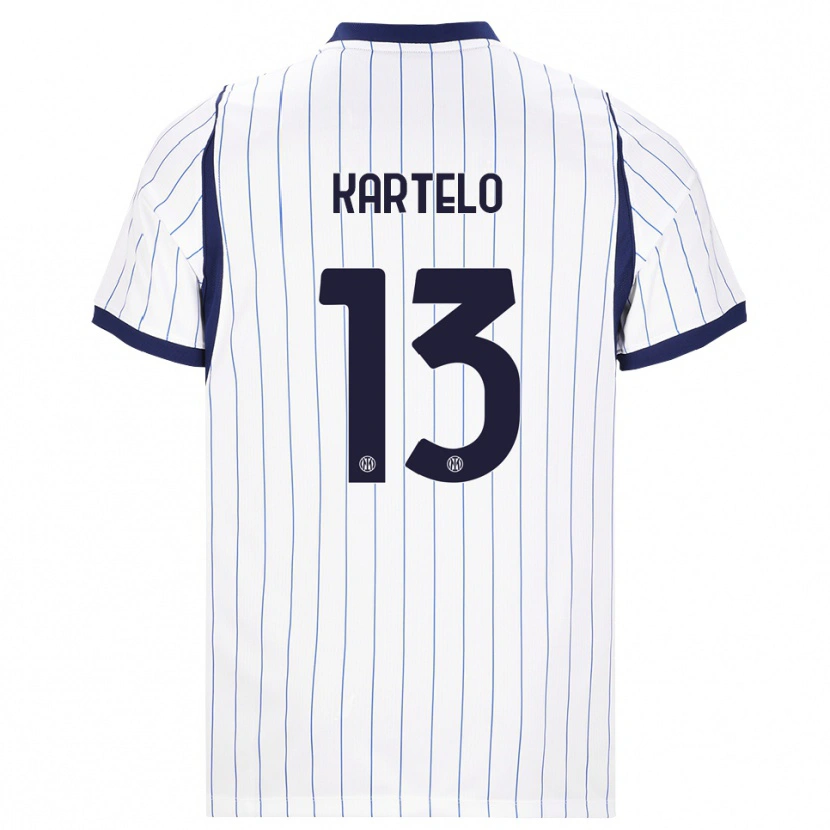 Danxen Børn Dominik Kartelo #13 Hvid Marineblå Udebane Spillertrøjer 2026/27 Trøje T-Shirt