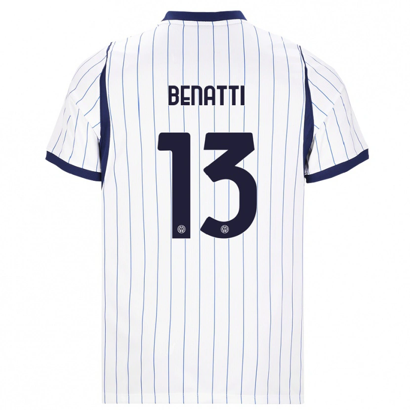 Danxen Børn Tommaso Benatti #13 Hvid Marineblå Udebane Spillertrøjer 2026/27 Trøje T-Shirt