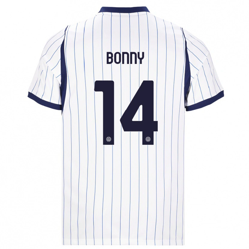 Danxen Børn Ange-Yoan Bonny #14 Hvid Marineblå Udebane Spillertrøjer 2026/27 Trøje T-Shirt