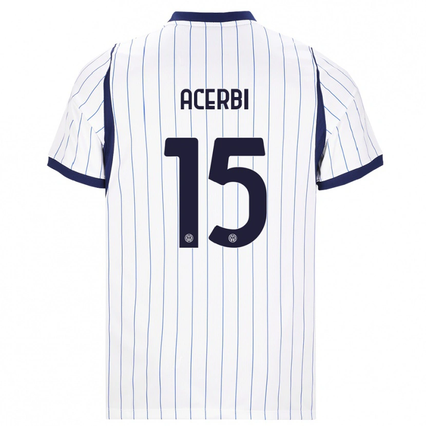 Danxen Børn Francesco Acerbi #15 Hvid Marineblå Udebane Spillertrøjer 2026/27 Trøje T-Shirt