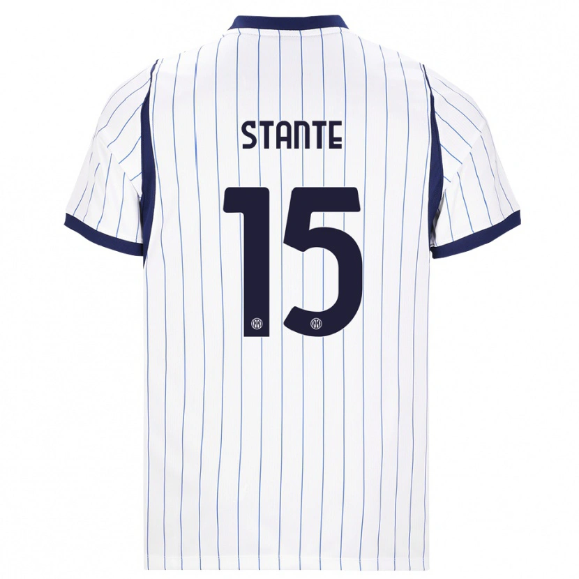 Danxen Børn Francesco Stante #15 Hvid Marineblå Udebane Spillertrøjer 2026/27 Trøje T-Shirt