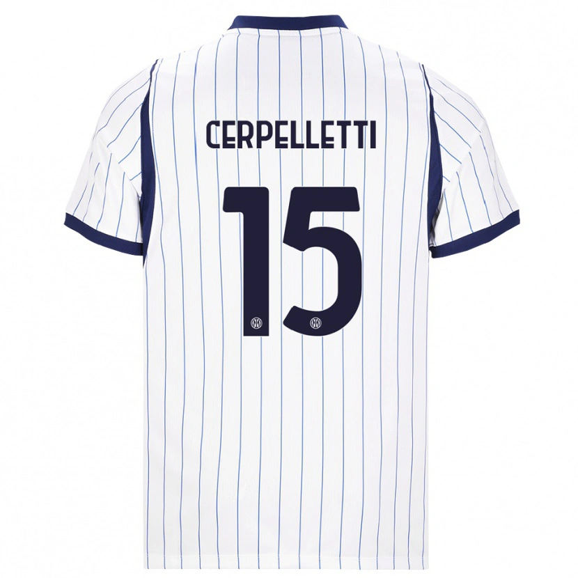 Danxen Børn Filippo Cerpelletti #15 Hvid Marineblå Udebane Spillertrøjer 2026/27 Trøje T-Shirt
