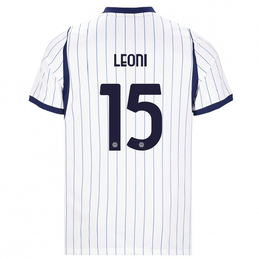 Danxen Børn Luca Leoni #15 Hvid Marineblå Udebane Spillertrøjer 2026/27 Trøje T-Shirt