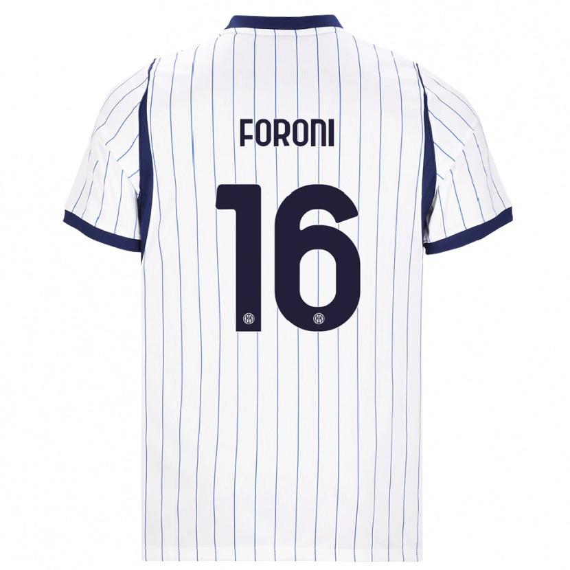 Danxen Børn Alessandro Foroni #16 Hvid Marineblå Udebane Spillertrøjer 2026/27 Trøje T-Shirt