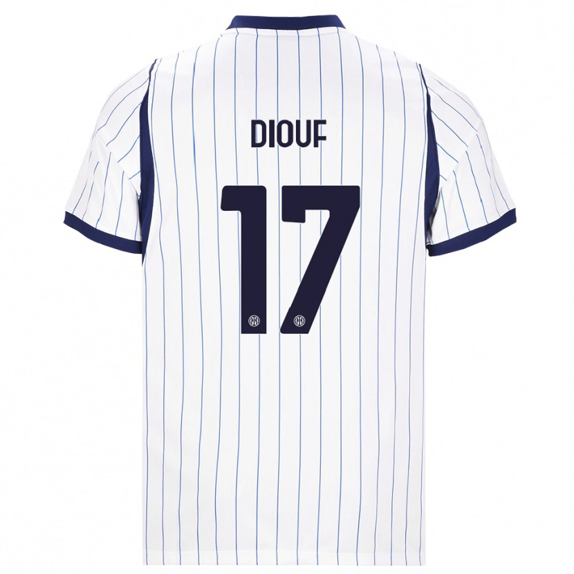 Danxen Børn Andy Diouf #17 Hvid Marineblå Udebane Spillertrøjer 2026/27 Trøje T-Shirt