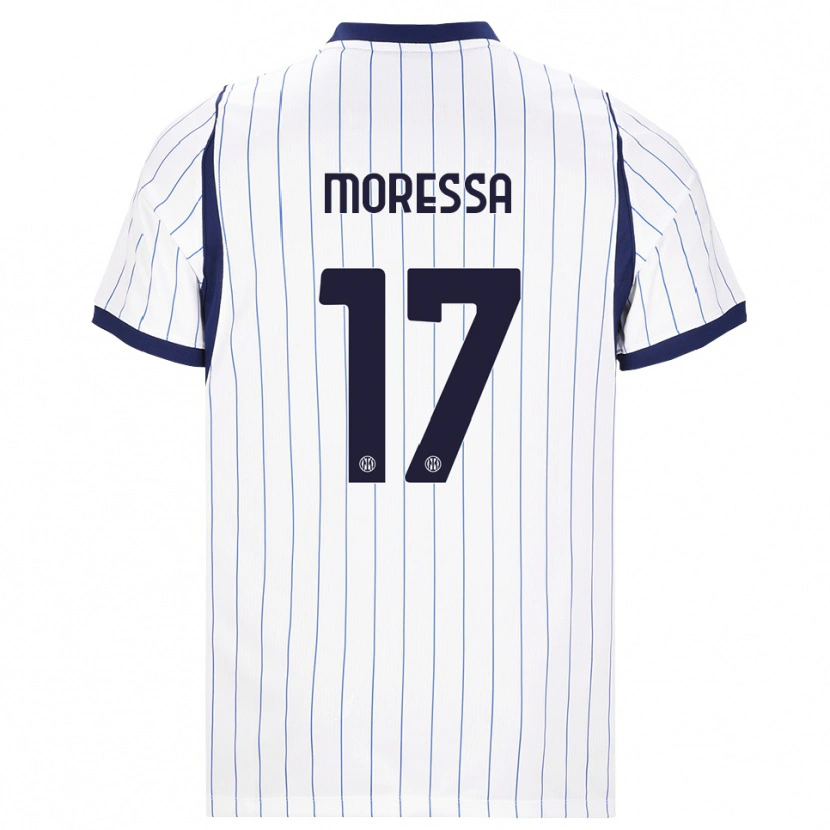 Danxen Børn Kevin Moressa #17 Hvid Marineblå Udebane Spillertrøjer 2026/27 Trøje T-Shirt