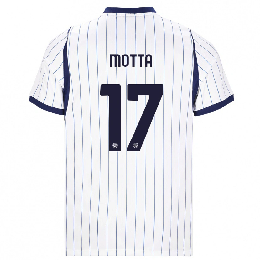 Danxen Børn Matteo Motta #17 Hvid Marineblå Udebane Spillertrøjer 2026/27 Trøje T-Shirt