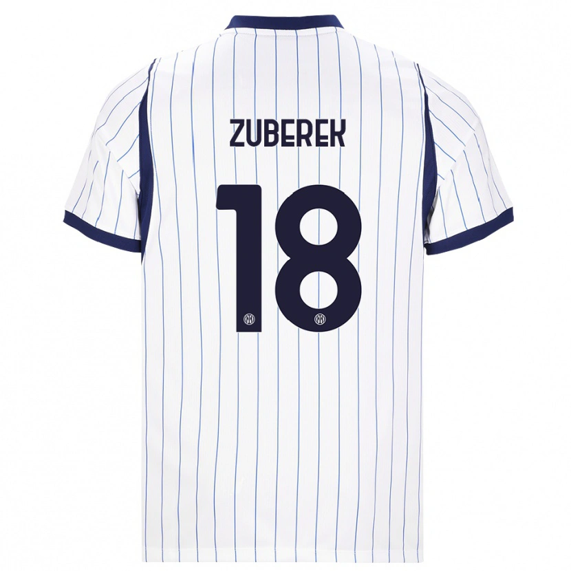 Danxen Børn Jan Zuberek #18 Hvid Marineblå Udebane Spillertrøjer 2026/27 Trøje T-Shirt