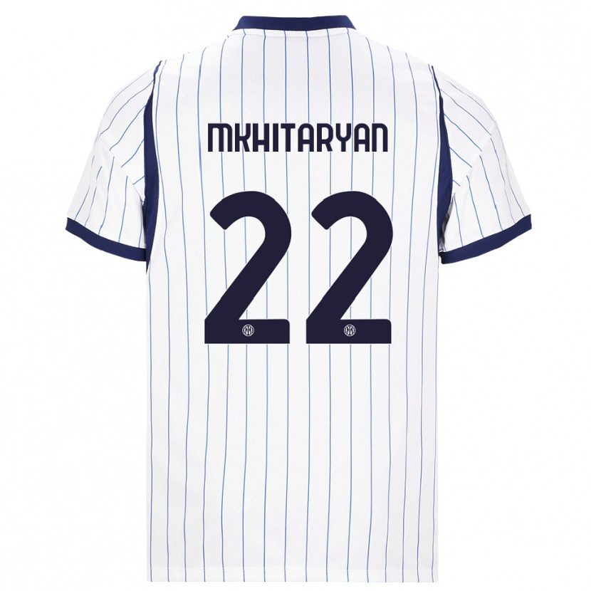Danxen Børn Henrikh Mkhitaryan #22 Hvid Marineblå Udebane Spillertrøjer 2026/27 Trøje T-Shirt