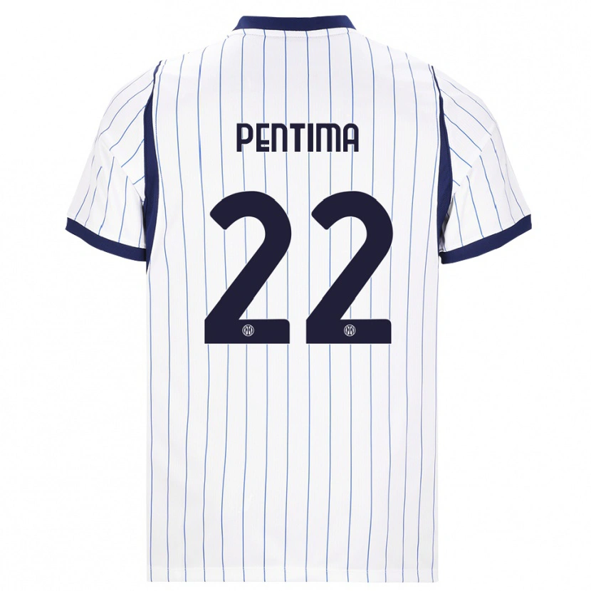 Danxen Børn Alessandro Pentima #22 Hvid Marineblå Udebane Spillertrøjer 2026/27 Trøje T-Shirt