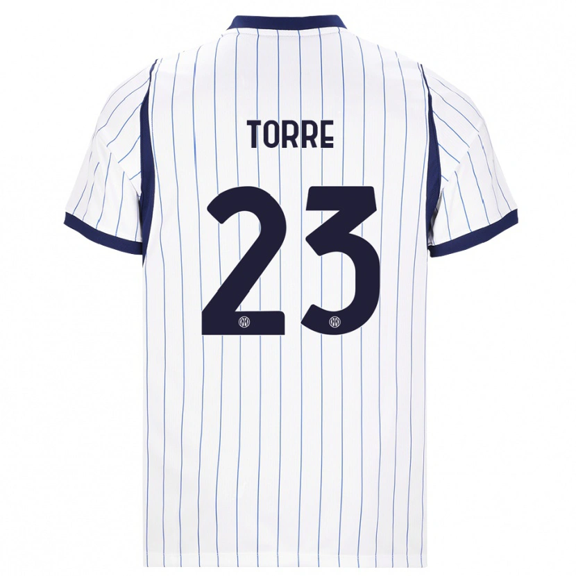 Danxen Børn Pietro La Torre #23 Hvid Marineblå Udebane Spillertrøjer 2026/27 Trøje T-Shirt