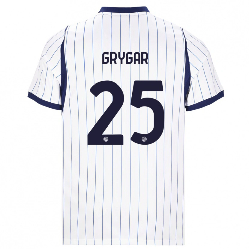 Danxen Børn Samuel Grygar #25 Hvid Marineblå Udebane Spillertrøjer 2026/27 Trøje T-Shirt