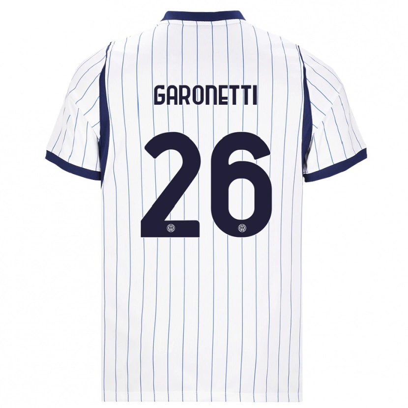 Danxen Børn Gabriele Garonetti #26 Hvid Marineblå Udebane Spillertrøjer 2026/27 Trøje T-Shirt