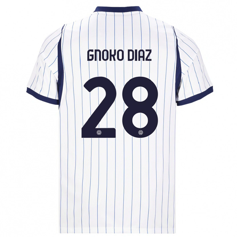 Danxen Børn Hillary Gnoko Diaz #28 Hvid Marineblå Udebane Spillertrøjer 2026/27 Trøje T-Shirt