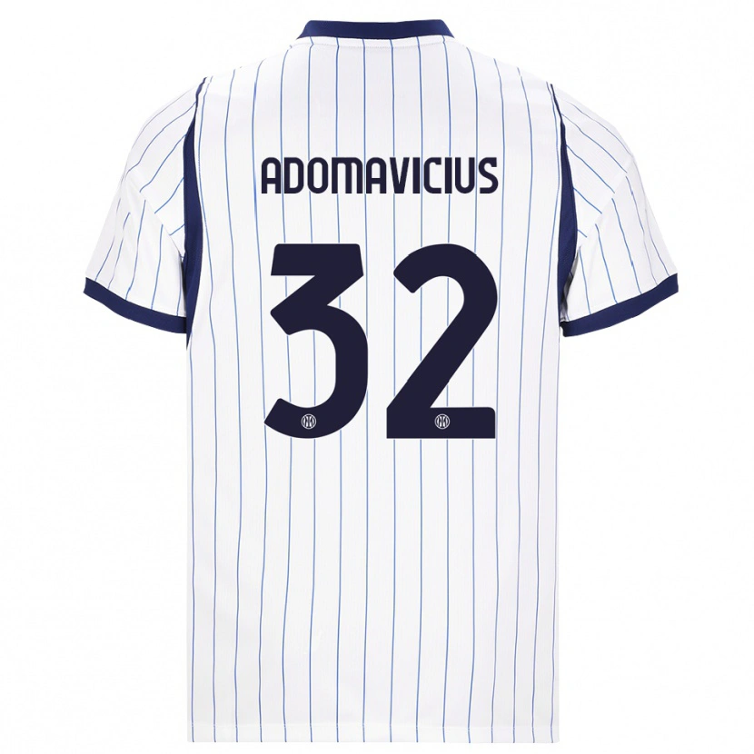 Danxen Børn Henrikas Adomavičius #32 Hvid Marineblå Udebane Spillertrøjer 2026/27 Trøje T-Shirt