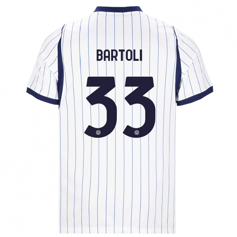 Danxen Børn Elisa Bartoli #33 Hvid Marineblå Udebane Spillertrøjer 2026/27 Trøje T-Shirt