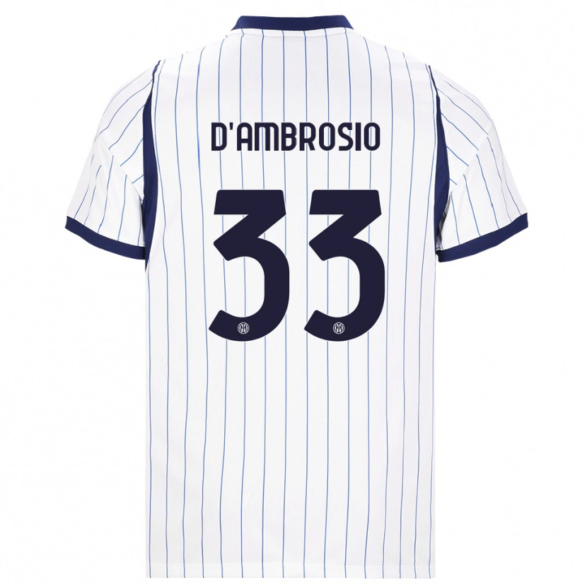 Danxen Børn Danilo D'ambrosio #33 Hvid Marineblå Udebane Spillertrøjer 2026/27 Trøje T-Shirt