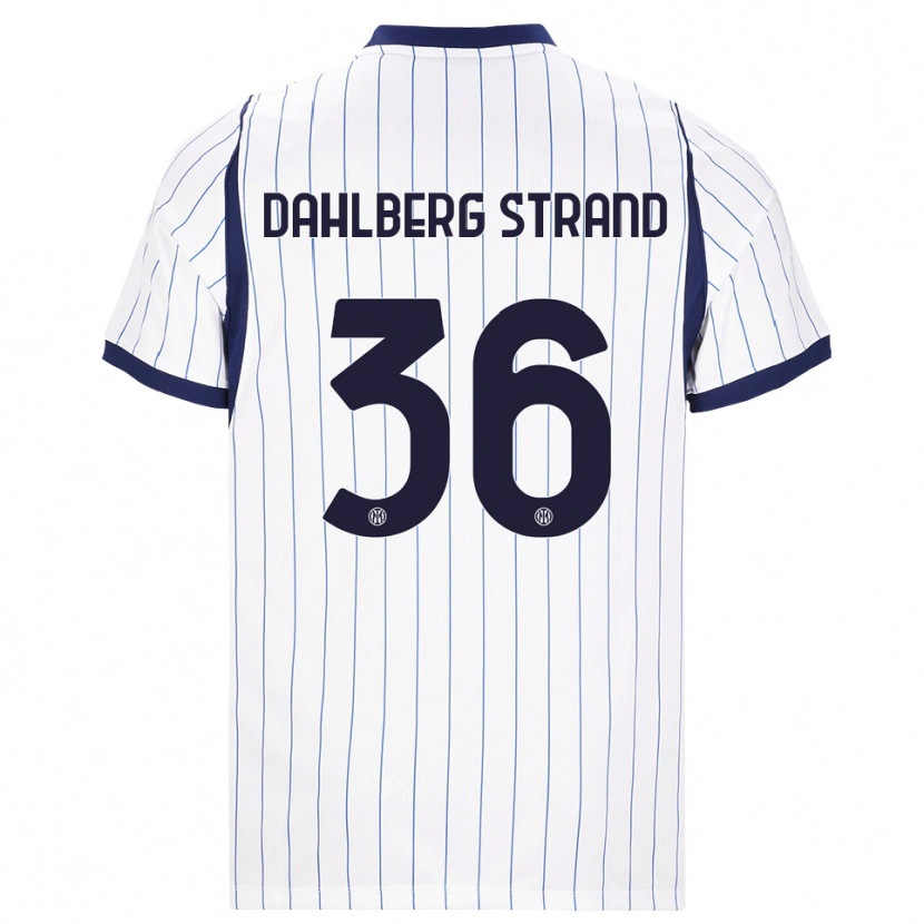 Danxen Børn Jonas Dahlberg Strand #36 Hvid Marineblå Udebane Spillertrøjer 2026/27 Trøje T-Shirt