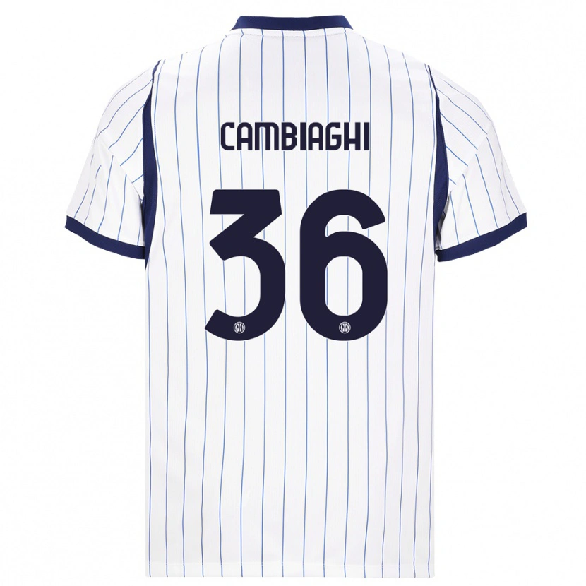Danxen Børn Michela Cambiaghi #36 Hvid Marineblå Udebane Spillertrøjer 2026/27 Trøje T-Shirt