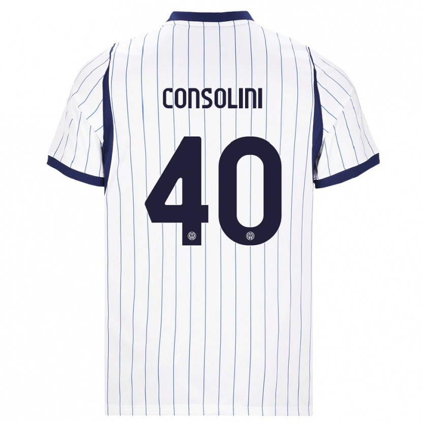 Danxen Børn Lidia Consolini #40 Hvid Marineblå Udebane Spillertrøjer 2026/27 Trøje T-Shirt