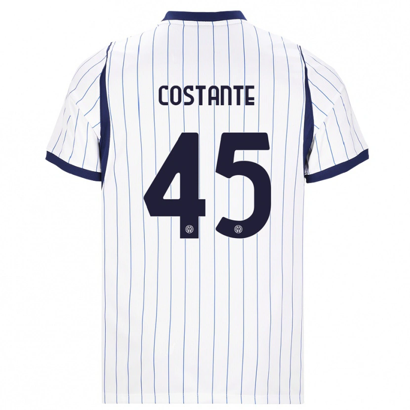 Danxen Børn Umberto Costante #45 Hvid Marineblå Udebane Spillertrøjer 2026/27 Trøje T-Shirt