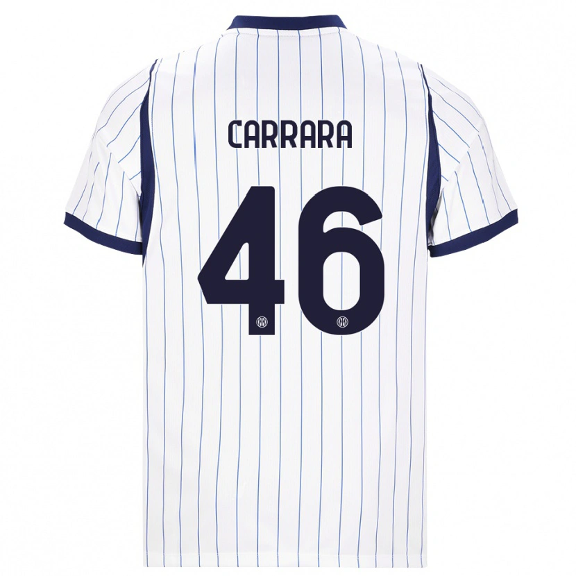 Danxen Børn Cristian Carrara #46 Hvid Marineblå Udebane Spillertrøjer 2026/27 Trøje T-Shirt