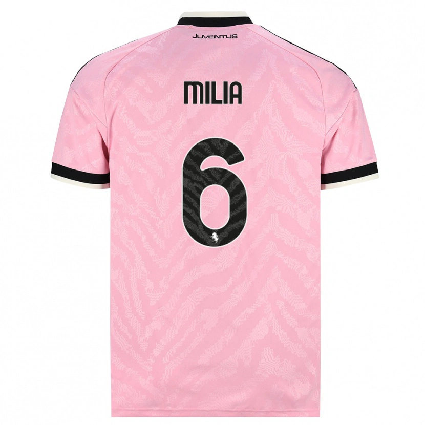 Danxen Børn Nicolò Milia #6 Pink Sort Udebane Spillertrøjer 2026/27 Trøje T-Shirt