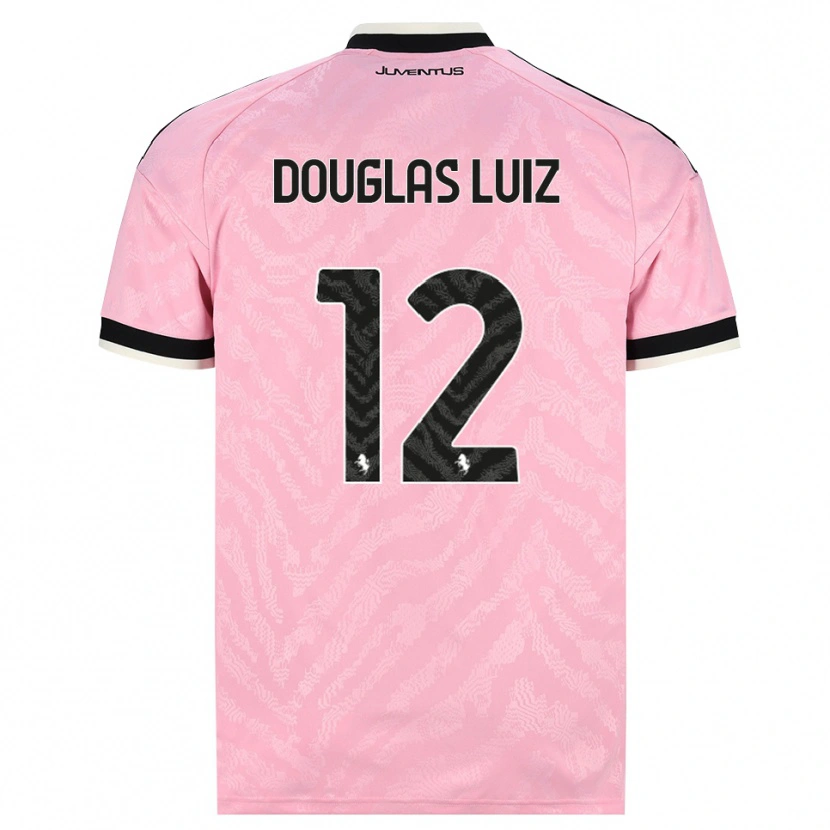 Danxen Børn Douglas Luiz #12 Pink Sort Udebane Spillertrøjer 2026/27 Trøje T-Shirt