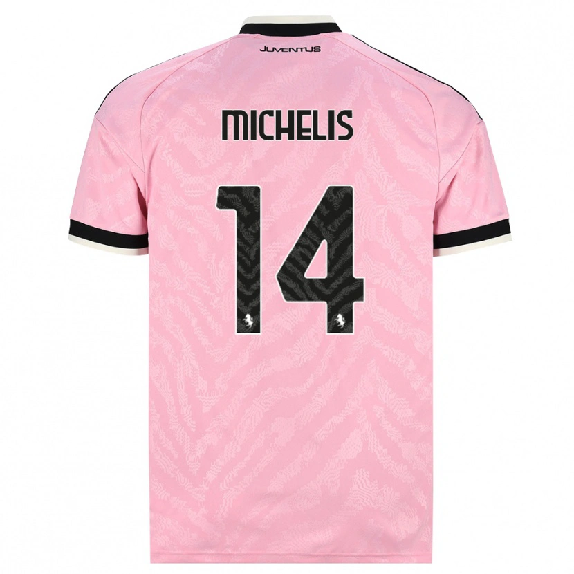 Danxen Børn Mattia Michelis #14 Pink Sort Udebane Spillertrøjer 2026/27 Trøje T-Shirt
