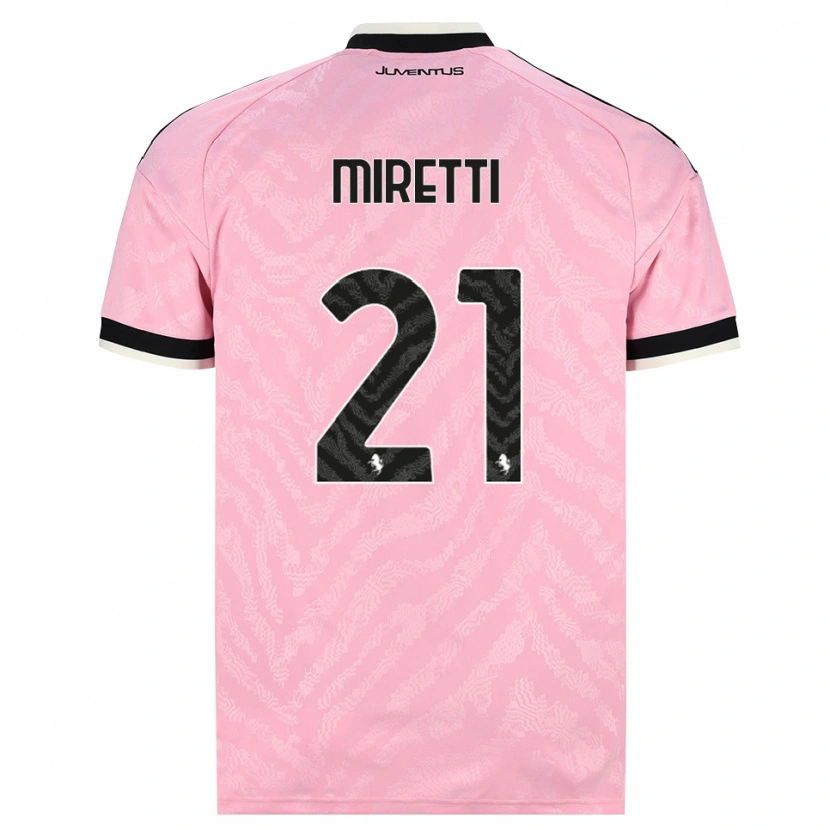 Danxen Børn Fabio Miretti #21 Pink Sort Udebane Spillertrøjer 2026/27 Trøje T-Shirt