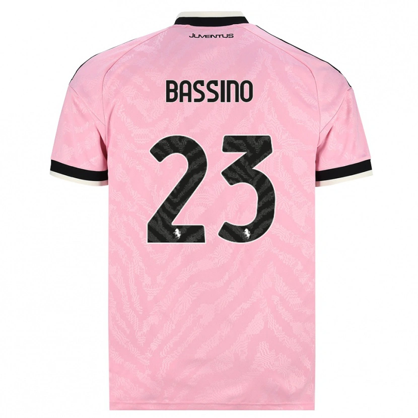 Danxen Børn Alessandro Bassino #23 Pink Sort Udebane Spillertrøjer 2026/27 Trøje T-Shirt