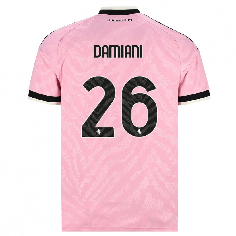 Danxen Børn Samuele Damiani #26 Pink Sort Udebane Spillertrøjer 2026/27 Trøje T-Shirt