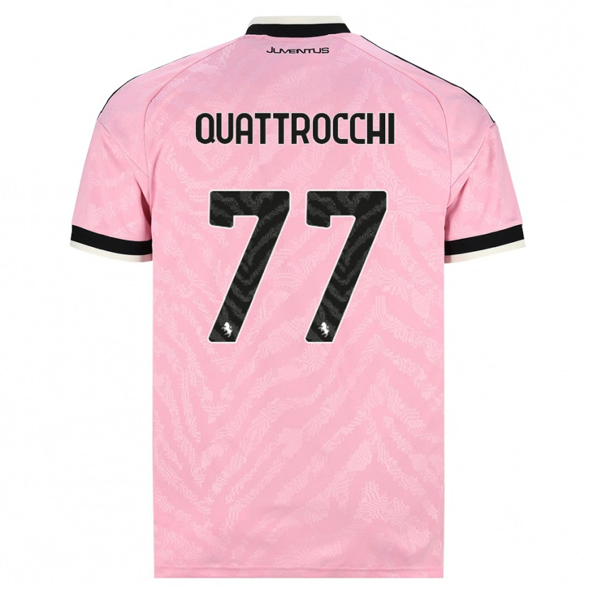 Danxen Børn Juan Ignacio Quattrocchi #77 Pink Sort Udebane Spillertrøjer 2026/27 Trøje T-Shirt