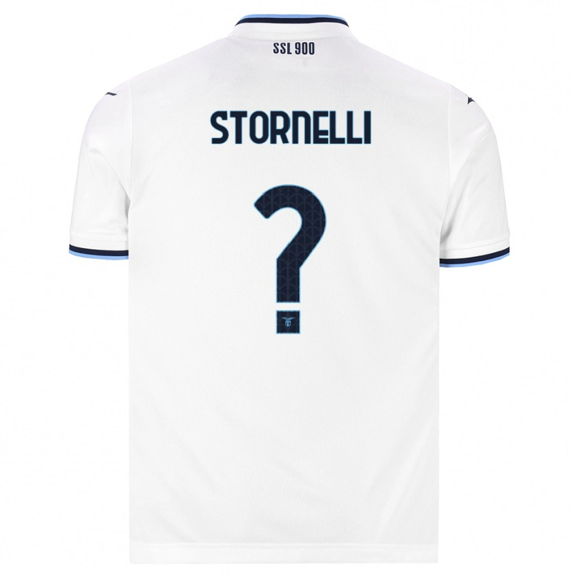 Danxen Børn Matteo Stornelli #0 Hvid Marineblå Udebane Spillertrøjer 2026/27 Trøje T-Shirt