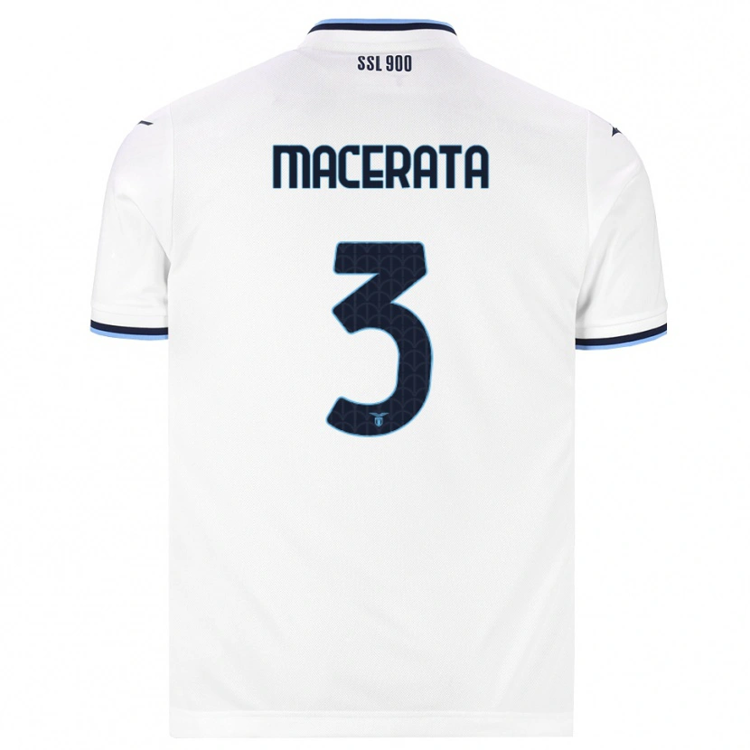 Danxen Børn Francesco Macerata #3 Hvid Marineblå Udebane Spillertrøjer 2026/27 Trøje T-Shirt