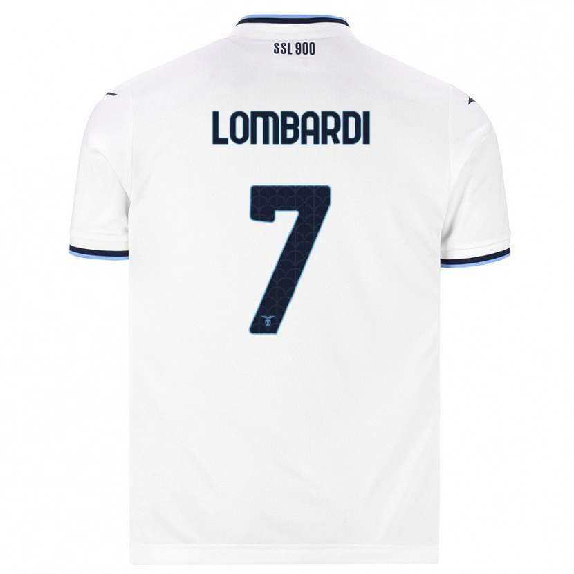 Danxen Børn Pierlorenzo Lombardi #7 Hvid Marineblå Udebane Spillertrøjer 2026/27 Trøje T-Shirt