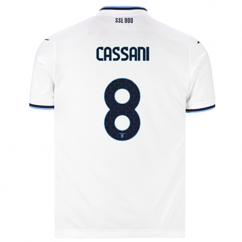Danxen Børn Matteo Cassani #8 Hvid Marineblå Udebane Spillertrøjer 2026/27 Trøje T-Shirt