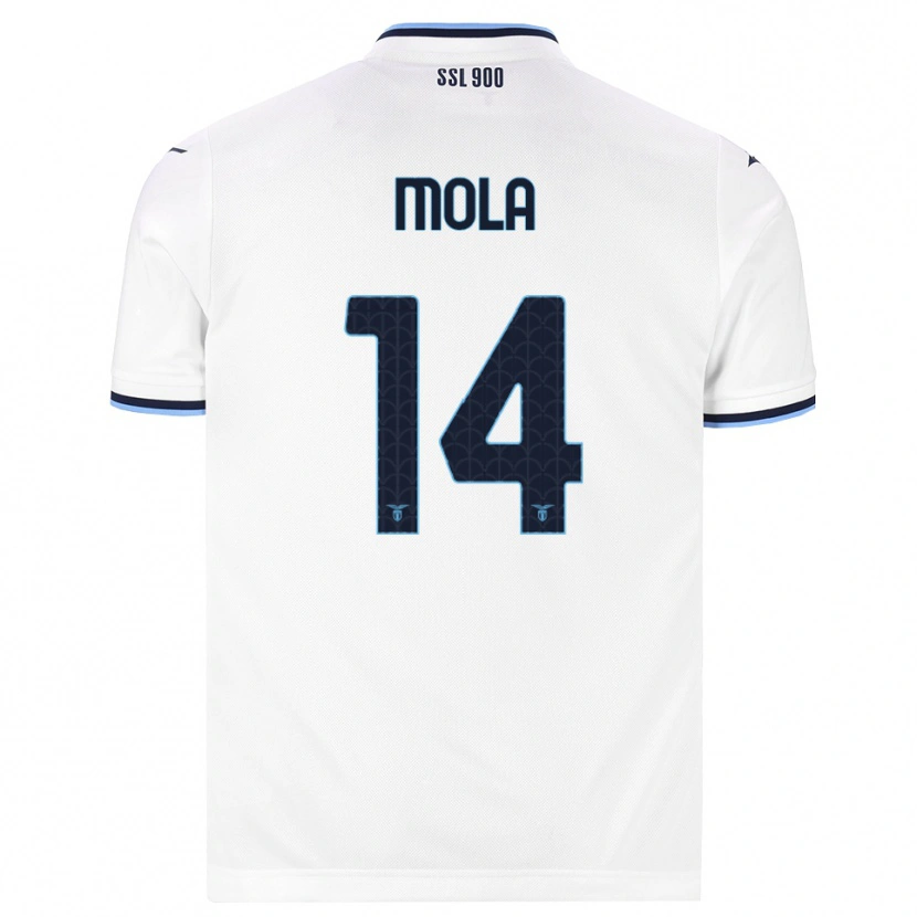 Danxen Børn Tommaso Mola #14 Hvid Marineblå Udebane Spillertrøjer 2026/27 Trøje T-Shirt