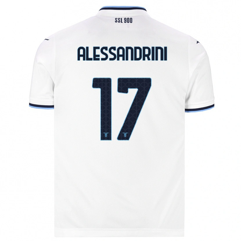 Danxen Børn Fabrizio Alessandrini #17 Hvid Marineblå Udebane Spillertrøjer 2026/27 Trøje T-Shirt