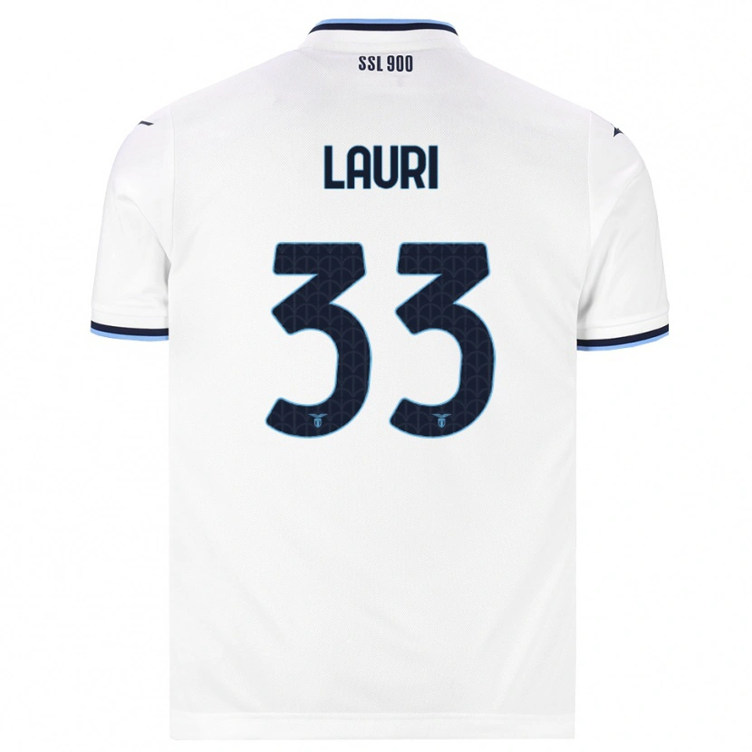 Danxen Børn Giacomo Lauri #33 Hvid Marineblå Udebane Spillertrøjer 2026/27 Trøje T-Shirt