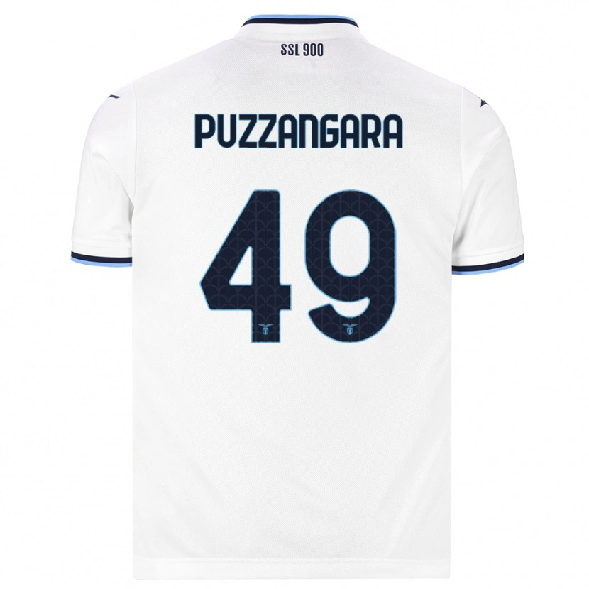 Danxen Børn Angelo Antonio Puzzangara #49 Hvid Marineblå Udebane Spillertrøjer 2026/27 Trøje T-Shirt