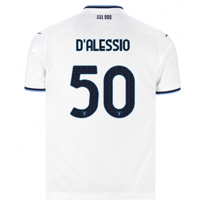 Danxen Børn Luigi D'alessio #50 Hvid Marineblå Udebane Spillertrøjer 2026/27 Trøje T-Shirt
