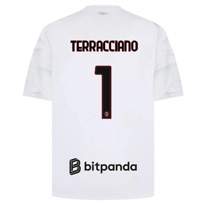 Danxen Børn Pietro Terracciano #1 Hvid Rød Sort Udebane Spillertrøjer 2026/27 Trøje T-Shirt