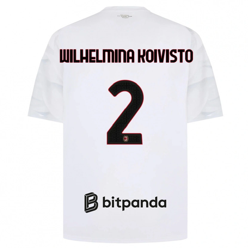 Danxen Børn Emma Wilhelmina Koivisto #2 Hvid Rød Sort Udebane Spillertrøjer 2026/27 Trøje T-Shirt