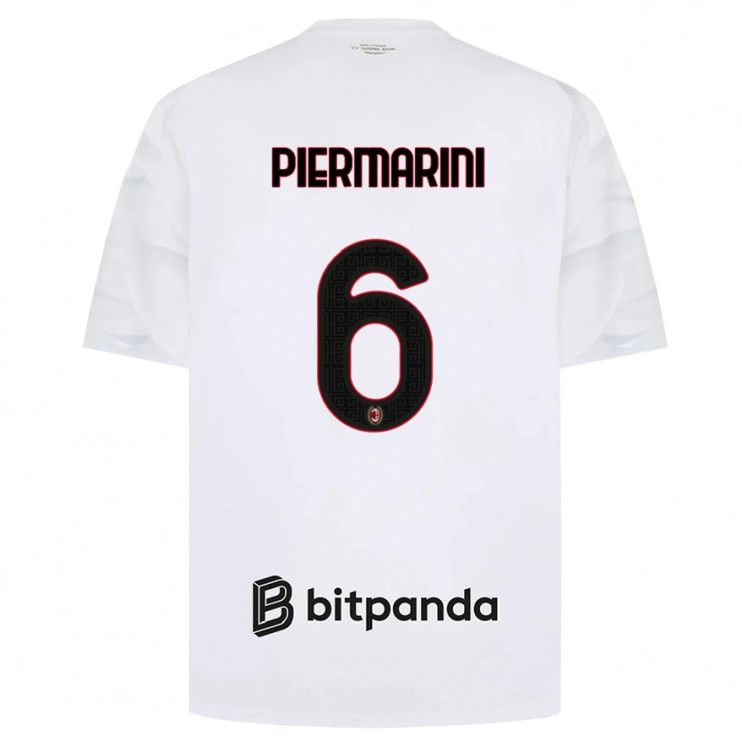 Danxen Børn Mattia Piermarini #6 Hvid Rød Sort Udebane Spillertrøjer 2026/27 Trøje T-Shirt