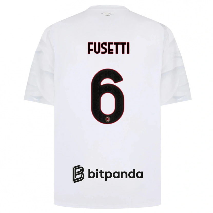Danxen Børn Laura Fusetti #6 Hvid Rød Sort Udebane Spillertrøjer 2026/27 Trøje T-Shirt