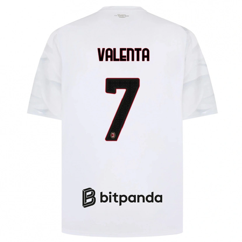Danxen Børn Tommaso Valenta #7 Hvid Rød Sort Udebane Spillertrøjer 2026/27 Trøje T-Shirt