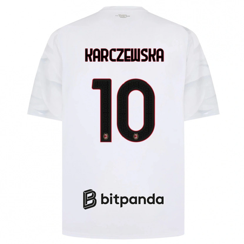 Danxen Børn Nikola Karczewska #10 Hvid Rød Sort Udebane Spillertrøjer 2026/27 Trøje T-Shirt