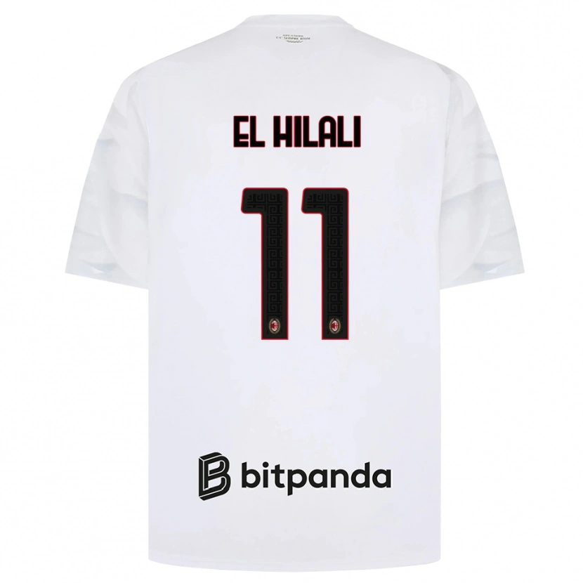 Danxen Børn Youns El Hilali #11 Hvid Rød Sort Udebane Spillertrøjer 2026/27 Trøje T-Shirt
